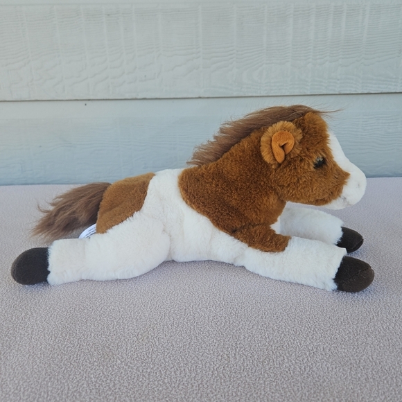 FAO Schwarz Pinto Horse Pony Plush 14" Laying Down Adopt A Pet Brown White - Picture 4 of 12